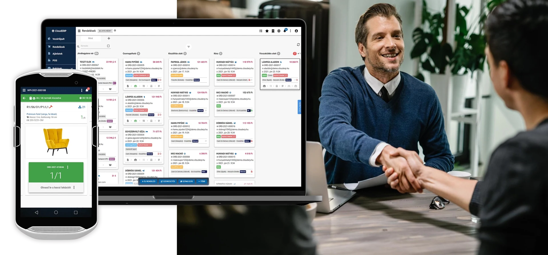 CloudERP rendszer webes és mobilos használata